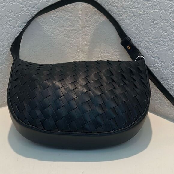 Walter Baker Blake Woven Leather Crescent Shoulder Bag Contemporary Trendy Chic - Picture 8 of 15